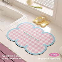 Colorful Plaid Diatomaceous Earth Kitchen Countertop Drying Mat Quick Dry Absorbent Tableware Non-Slip Heat Resistant Protective Pad