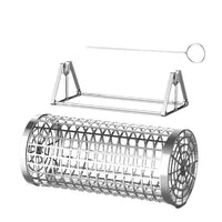 Portable Stainless Steel BBQ Grilling Basket Cylinder for Outdoor Camping