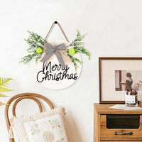 Christmas Door Hanging Decoration 3D Letter Bow Green Plant Wreath for Holiday Scene