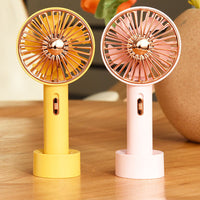 Portable USB Rechargeable Mini Handheld Fan with LED Light for Office Dorm Travel