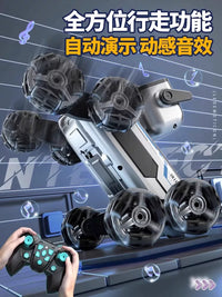 Smart Remote Control Robot Dog Toy with 8-Wheel Stunt Capability and Music Lights for Kids