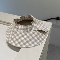 Foldable Gingham Sun Visor Hat with Wide Brim for Outdoor Protection