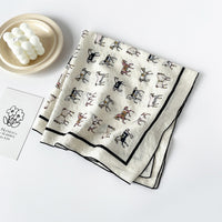 Women's Cotton Digital Print Scarf, Small Square Headscarf for Summer, Fashionable and Versatile