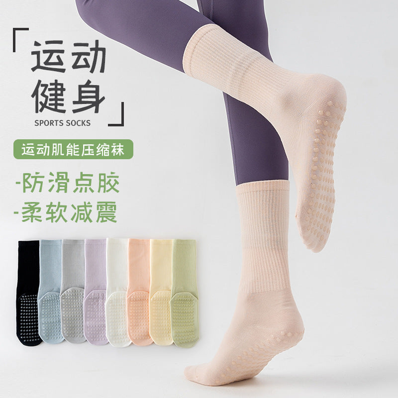 Non-Slip Macaron Yoga Pilates Socks for Women, High-Elastic, Anti-Pilling, Seamless Toe