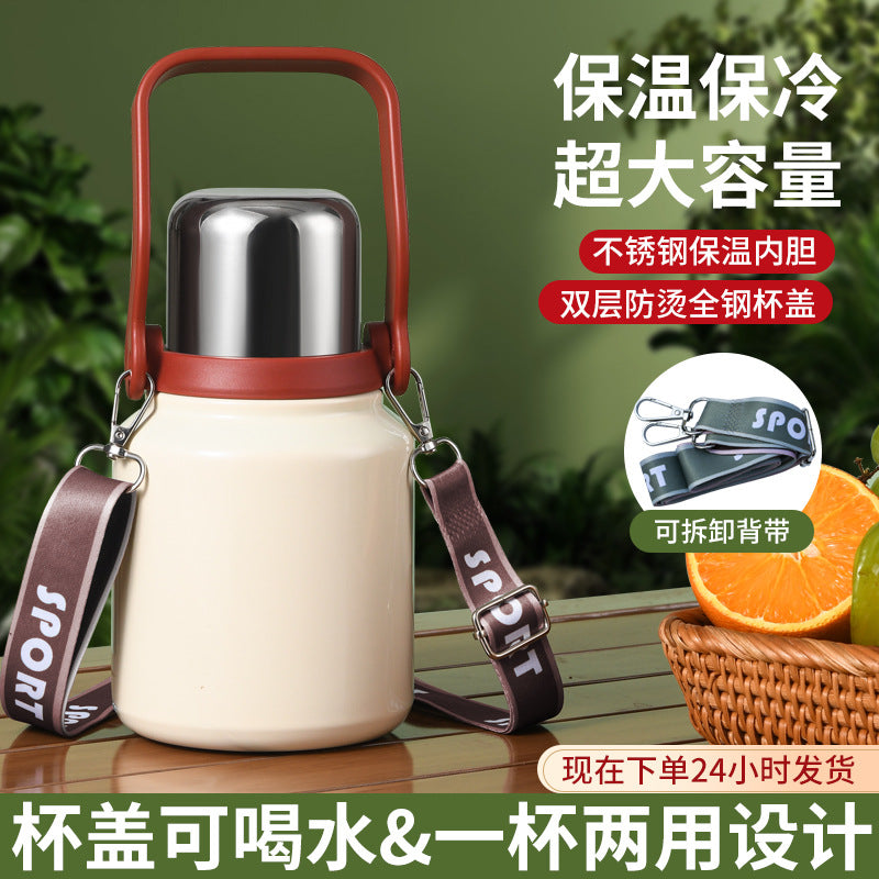 Portable 316 Stainless Steel Insulated Water Bottle with Handle for Students, Kids, Travel, and Tea