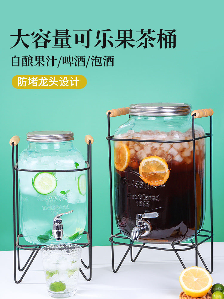 Beverage Dispenser Glass Jar with Spigot for Cold Drinks, Outdoor Camping, Parties, and Cocktails