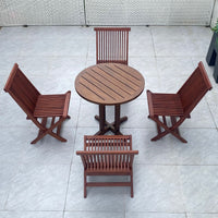 Outdoor Solid Wood Folding Table and Chair Set for Patio Garden Balcony