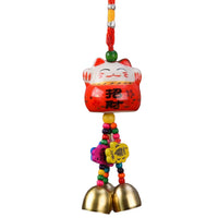 Lucky Cat Ceramic Car Charm with Bell for Safe Travels