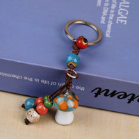 Jingdezhen Ceramic Mushroom Keychain Ethnic Style Bag Charm
