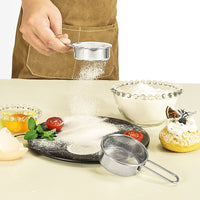 304 Stainless Steel Mini Powder Sifter 40 Mesh Filter Cocoa Powder Dispenser Baking Flour Sieve