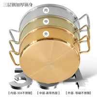 304 Stainless Steel Shabu Shabu Hot Pot with Divider, Induction Cooker Compatible