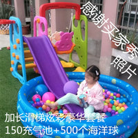 Kids Indoor Outdoor Slide and Swing Set with Extended Slide