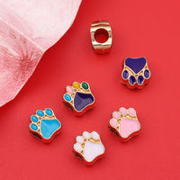JG171 Alloy Bear Paw Print Large Hole Bead for DIY Bracelets and Jewelry