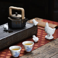Miniature White Ceramic Chicken Figurines for Garden & Micro Landscape Decor