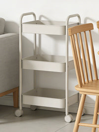 3-Tier Rolling Utility Cart with Hooks and Wheels for Kitchen, Bedroom, Bathroom Storage
