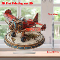 Retro Steampunk Airplane Acrylic Standee Desktop Ornament Collectible Gift