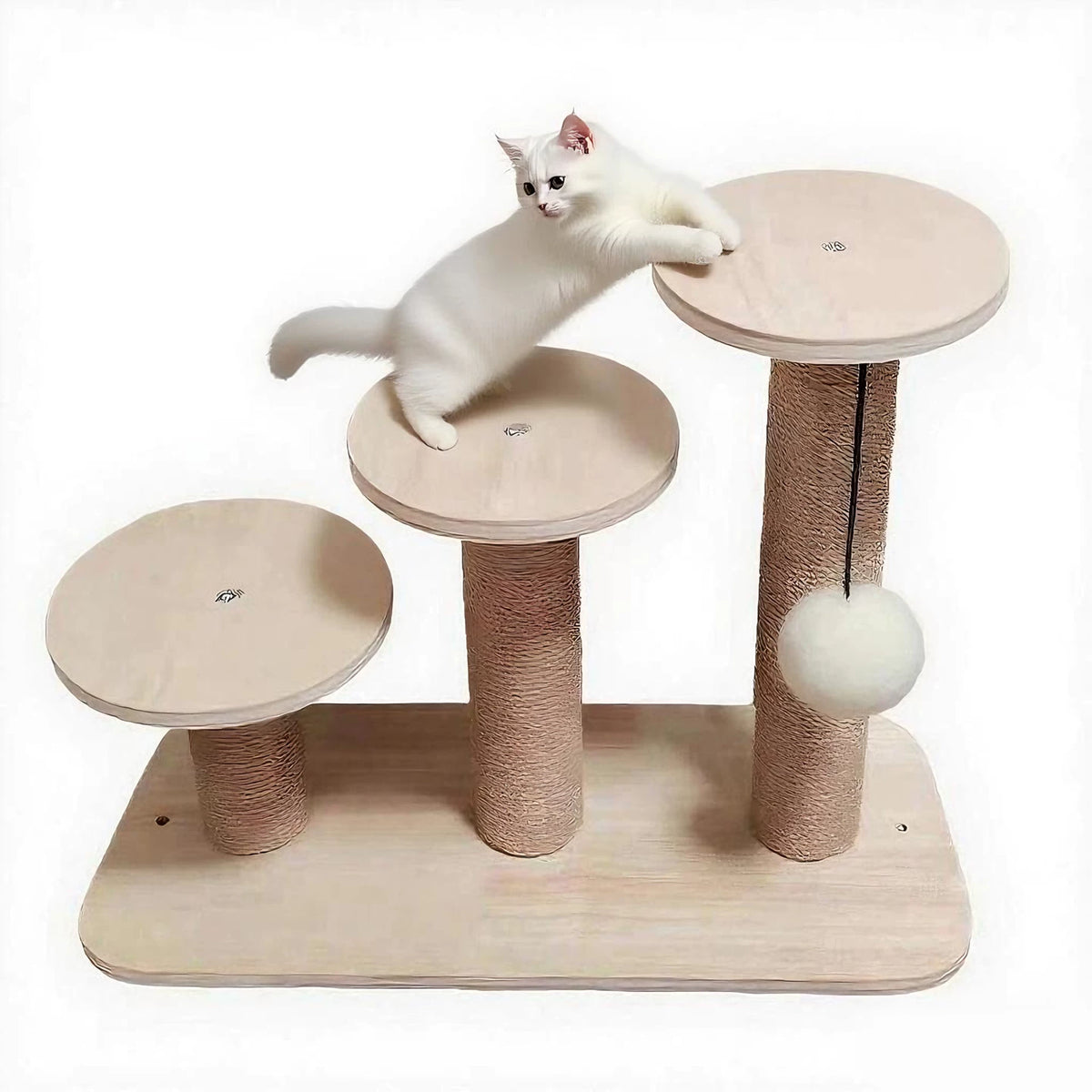 Cat Climbing Frame with Ladder, Steps, and Scratching Post for Small Kittens and Senior Cats