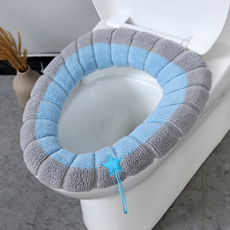 Knitted Toilet Seat Cover Cushion for All Seasons, Thickened Washable Toilet Seat Pad
