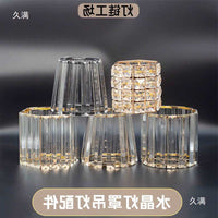 Crystal Lampshade for Chandelier and Table Lamp, E14/E27 Screw Base, Gold Finish