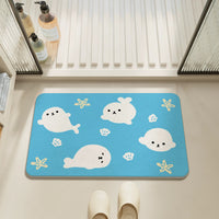 Cartoon Diatomaceous Earth Bath Mat Quick Dry Non-Slip Absorbent Floor Mat for Bathroom Shower Entrance