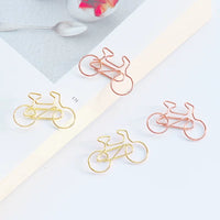 Bicycle Shaped Paper Clips, Gold/Rose Gold Metal Bookmark Clips for Planners & Office