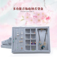 Velvet Jewelry Display Tray for Rings, Earrings, Necklaces - Gray