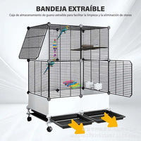 Large Multi-Tier Movable Bird Cage for Parrots and Mynah Birds, Freely Assembled