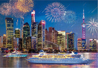 Shanghai City Night View Jigsaw Puzzle for Adults and Kids, 1000 Pieces Wooden Educational Toy