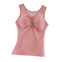 Women's Thermal Velvet Sleeveless Vest with Pockets, Warm Base Layer for Autumn/Winter