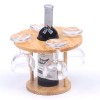 Dollhouse Miniature Wooden Wine Rack Set with Bottles and Glasses