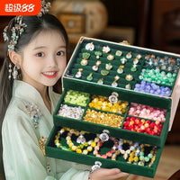 Girls' DIY Beaded Bracelet Kit with Ancient Chinese Style Charms for Children's Day Gift