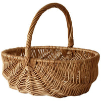 Handwoven Wicker Picnic Basket with Handle, Japanese Style Fruit Storage Basket