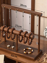 Solid Wood Jewelry Organizer Stand with Multiple Tiers for Necklaces and Bracelets