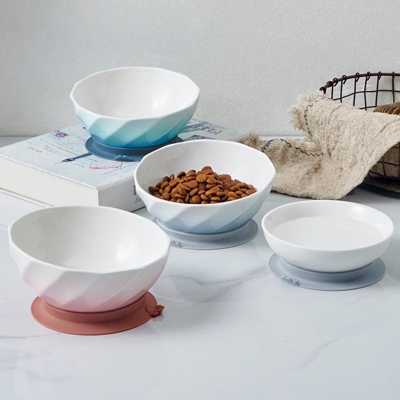 Elevated Ceramic Pet Bowl with Non-Slip Silicone Base for Cats and Small Dogs