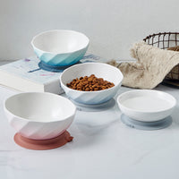 Elevated Ceramic Pet Bowl with Non-Slip Silicone Base for Cats and Small Dogs