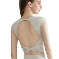 LAHN Women's Yoga Vest with Built-in Bra, Seamless Backless Sports Top with Padded Support