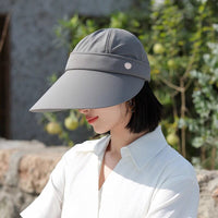 Women's Summer Outdoor Cycling Sun Hat with Wide Brim, Foldable Ice Silk Breathable Empty Top Fisherman Cap