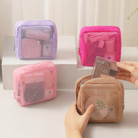 Dopamine Color Mesh Cosmetic Bag Portable Lipstick Square Storage Pouch