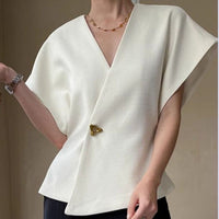 Asymmetric Lapel Vest Blazer with Single Button Closure