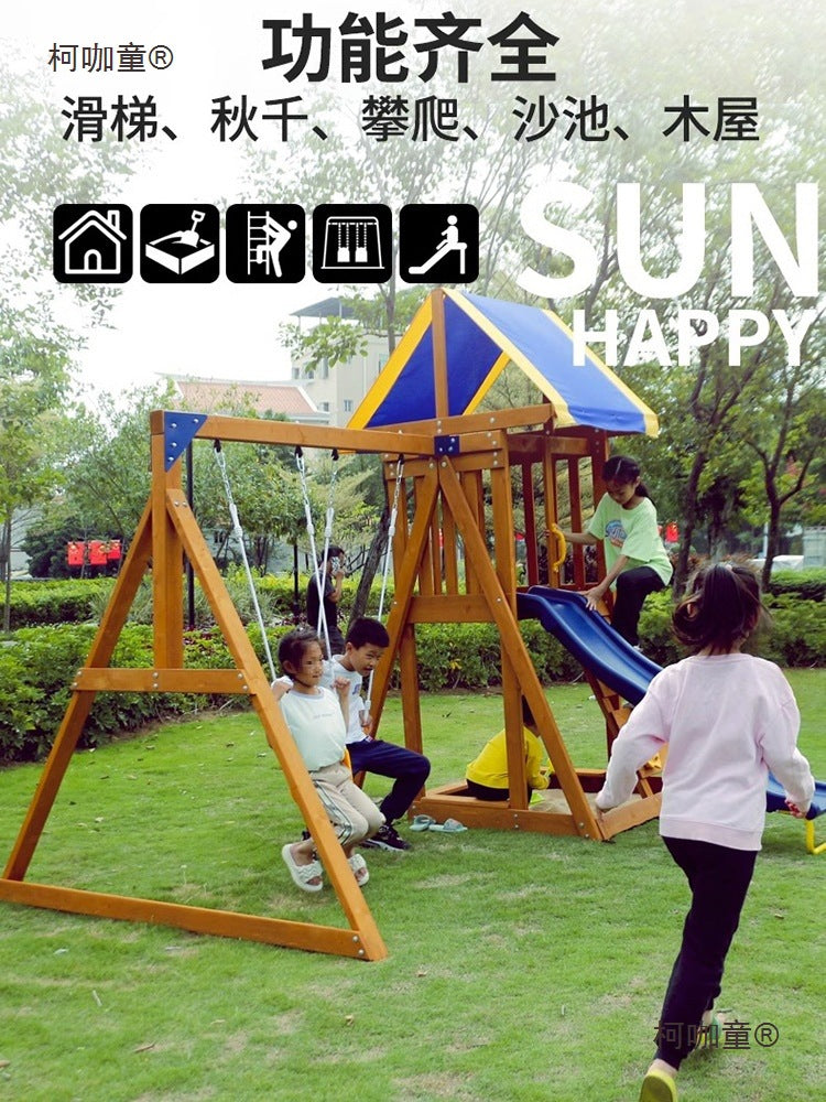 Kids Outdoor Playground Slide and Swing Set for Yard and Kindergarten