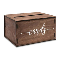 Wooden Wedding Card Box with Slot for Gift Cards