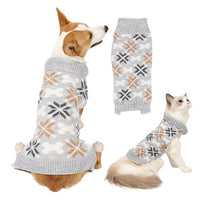 Pet Jacquard Knit Sweater for Dogs, Retro Style Round Neck Pullover for Autumn/Winter