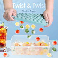 Silicone Sphere Ice Cube Tray Set with Lid, Easy-Release Ice Mold