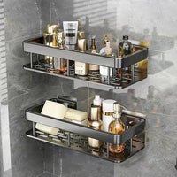 No-Drill Space Aluminum Bathroom Corner/Rectangle Storage Shelf Wall Mounted Organizer