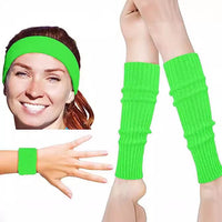 80s Party Dance Costume Accessories Set - Headband, Wristbands, and Leg Warmers