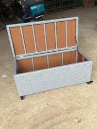 Outdoor Rattan Woven Storage Bench with Waterproof Sunscreen for Patio Balcony Entryway