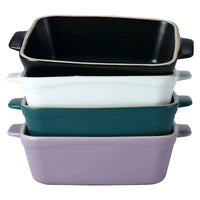 Nordic Simple Square Ceramic Baking Dish with Handles for Gratin, Pasta, and Salad