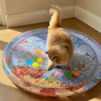 Pet Water Cooling Mat for Cats and Dogs, Scratch-Resistant Inflatable Ice Pad, Ocean World Design