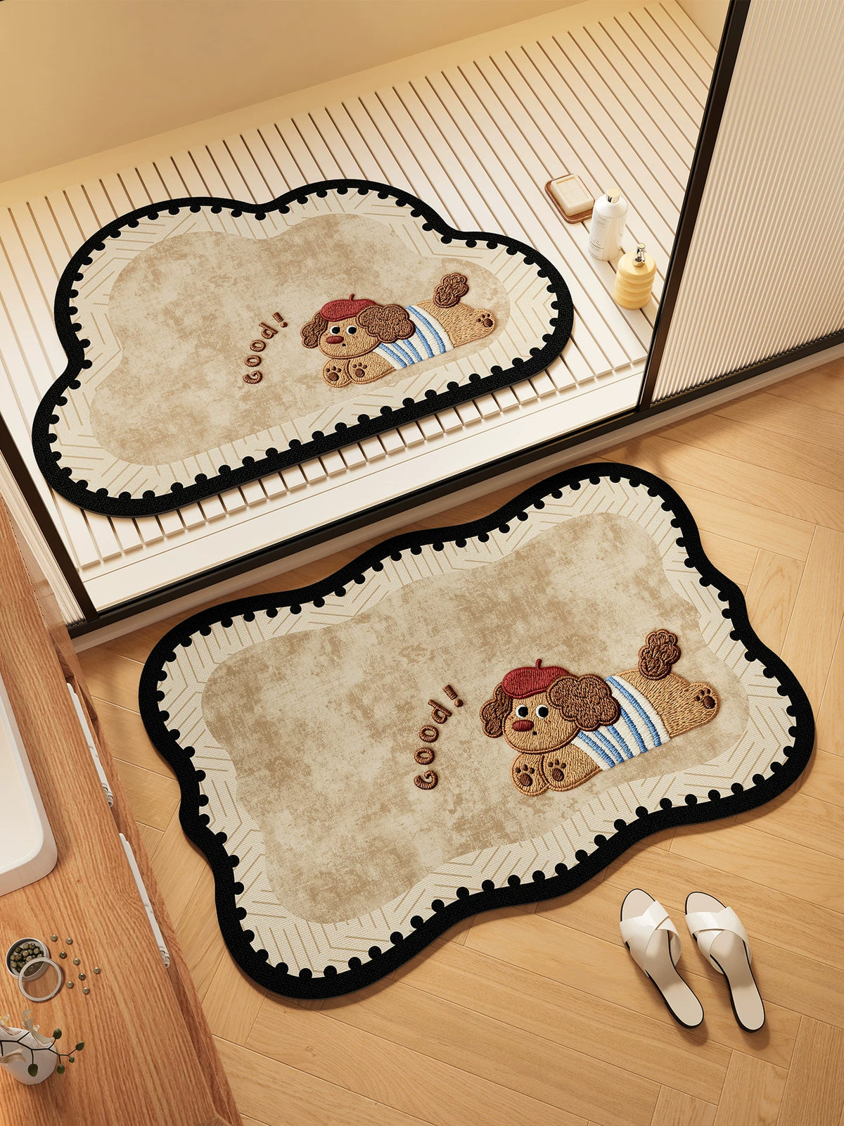Diatomaceous Earth Bath Mat Super Absorbent Quick Dry Non-Slip Bathroom Floor Mat