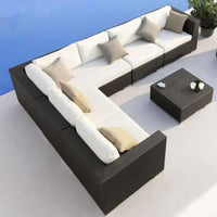 Rattan Sofa and Chair Set for Patio Garden Balcony Living Room Corner Wicker Furniture